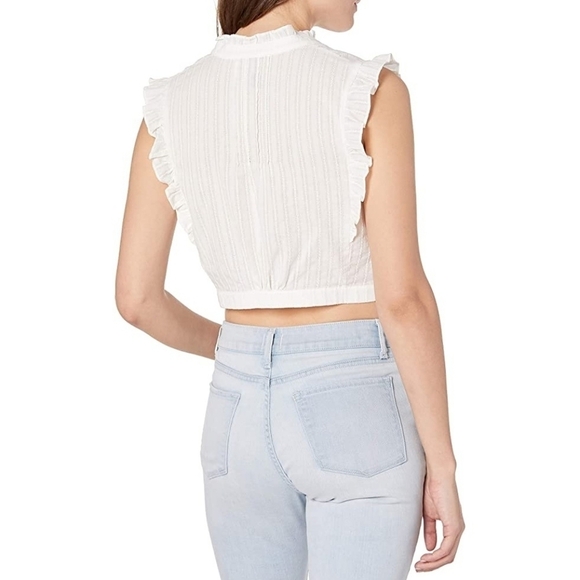 Plenty by Tracy Reese cropped ruffled top ivory white coquette womens size small - Picture 2 of 8